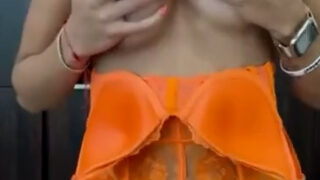 Ximena Saenz Nude Teasing with Orange – Onlyfans Tape